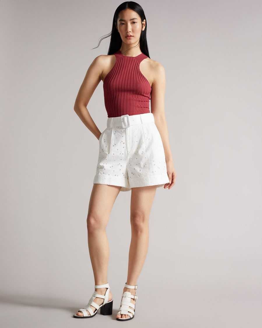 Ted Baker Suzet Tailored Shorts With Belt White | 9840317-SZ