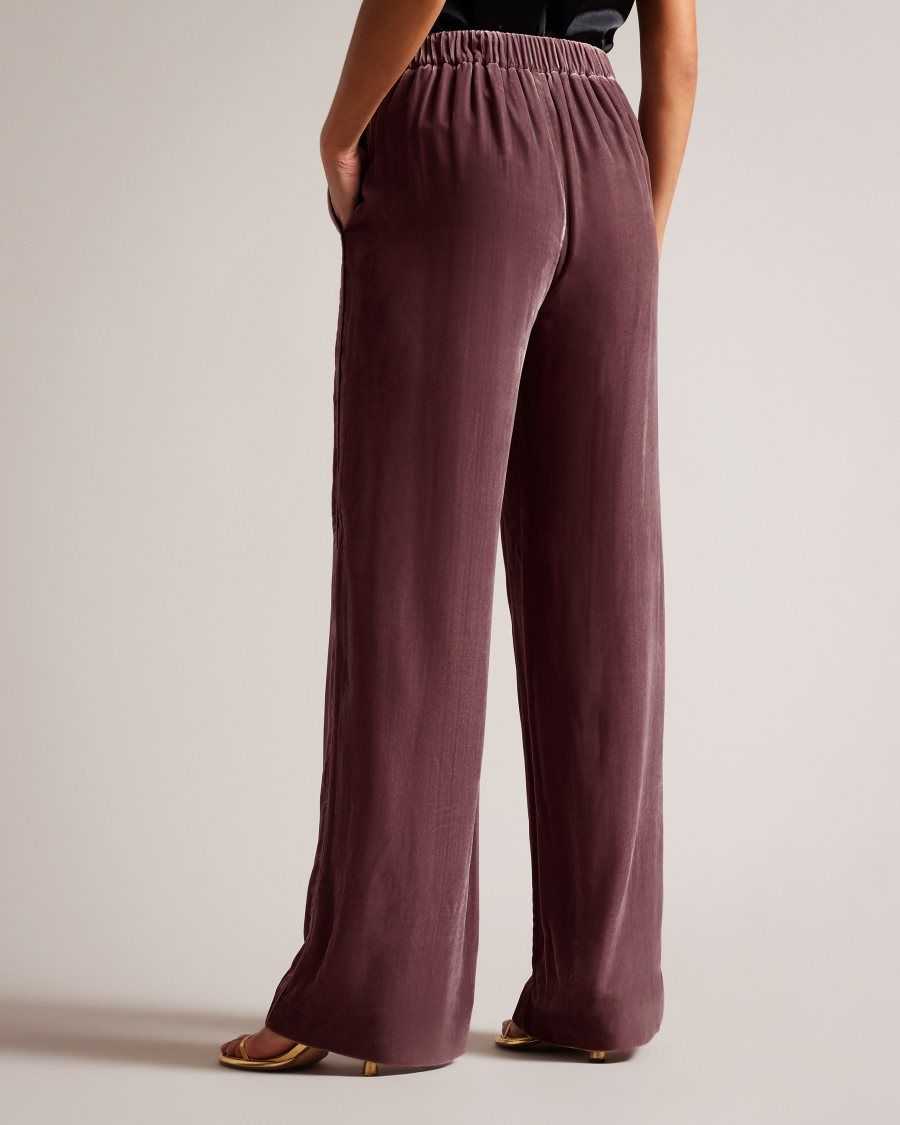 Ted Baker Tansyat Velvet Wide Leg Trousers Taupe | 9305764-ET