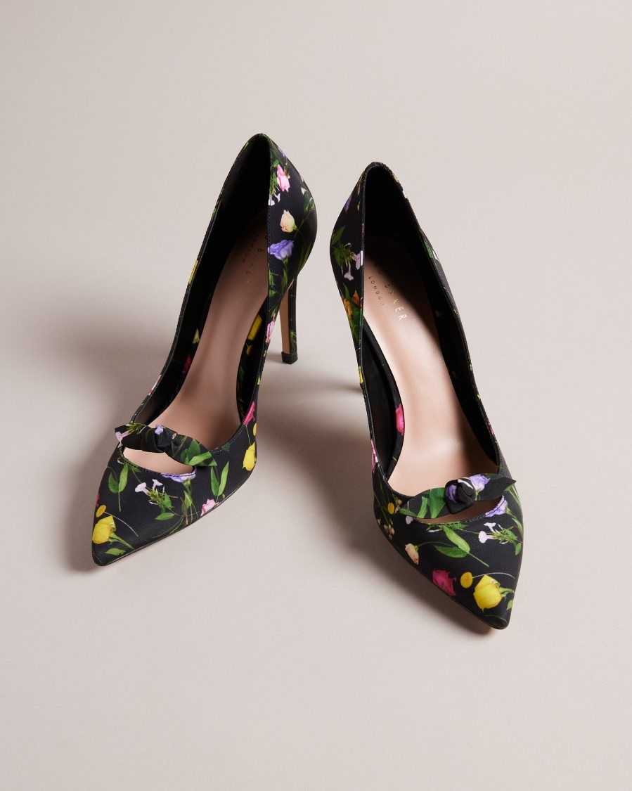 Ted Baker Telini Floral Print Bow Court Heels Black | 5638019-DG