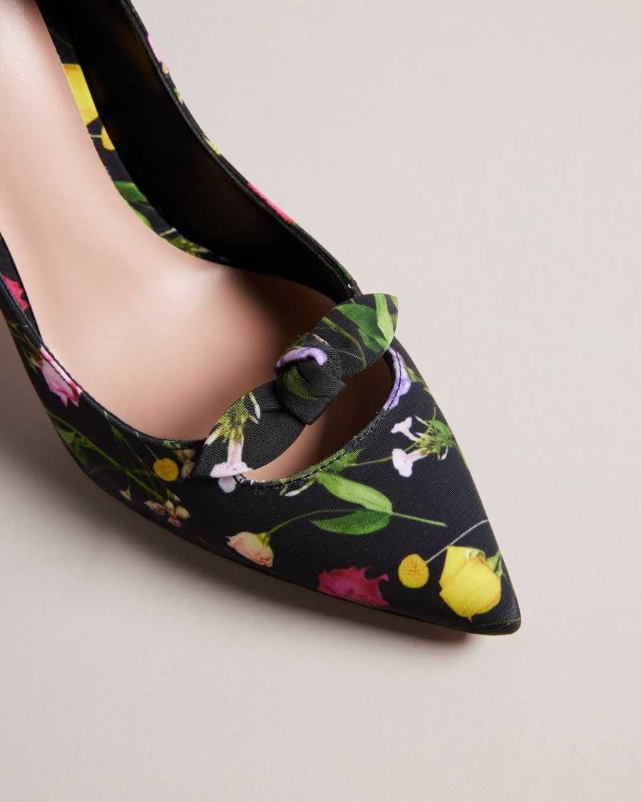 Ted Baker Telini Floral Print Bow Court Heels Black | 5638019-DG