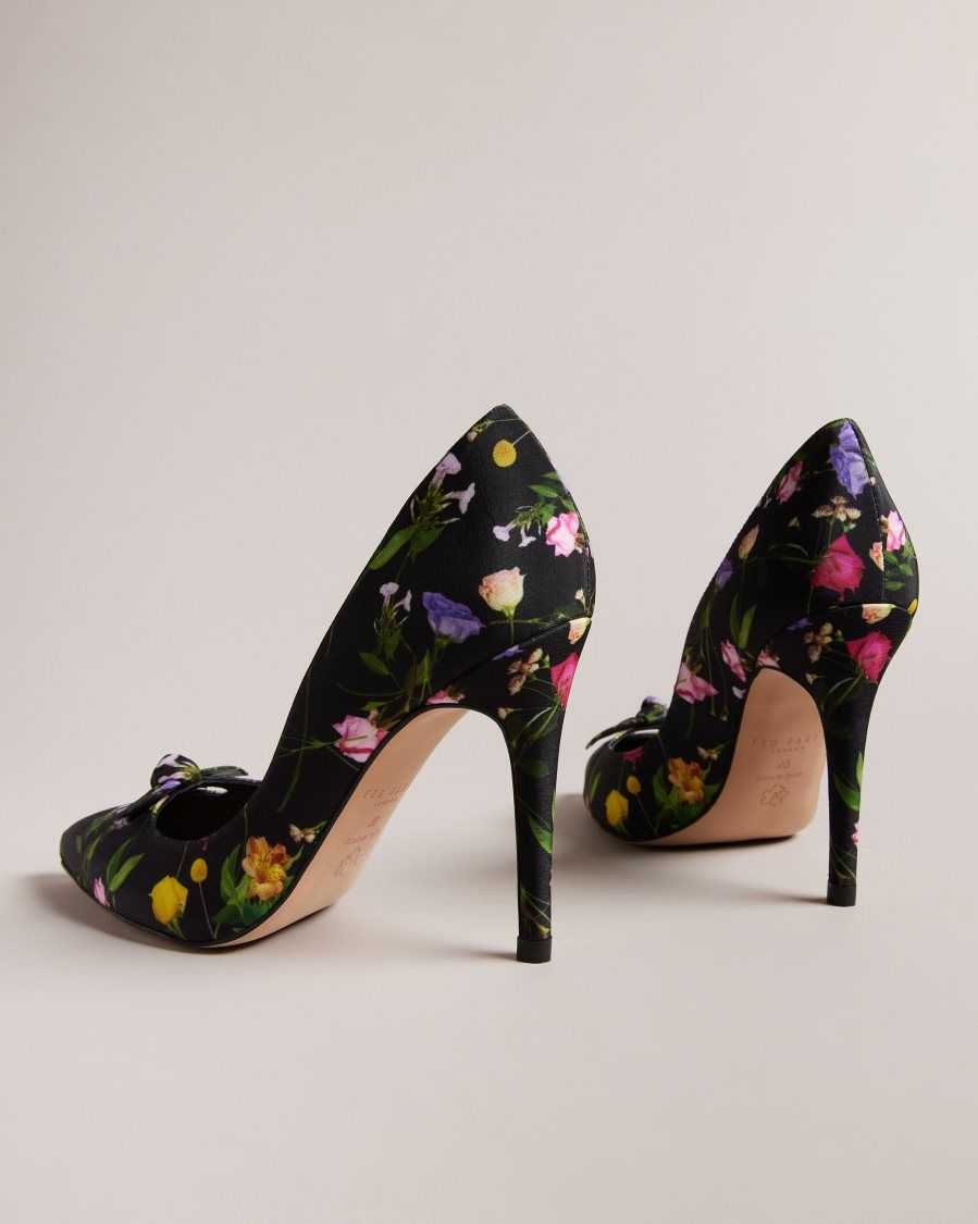 Ted Baker Telini Floral Print Bow Court Heels Black | 5638019-DG