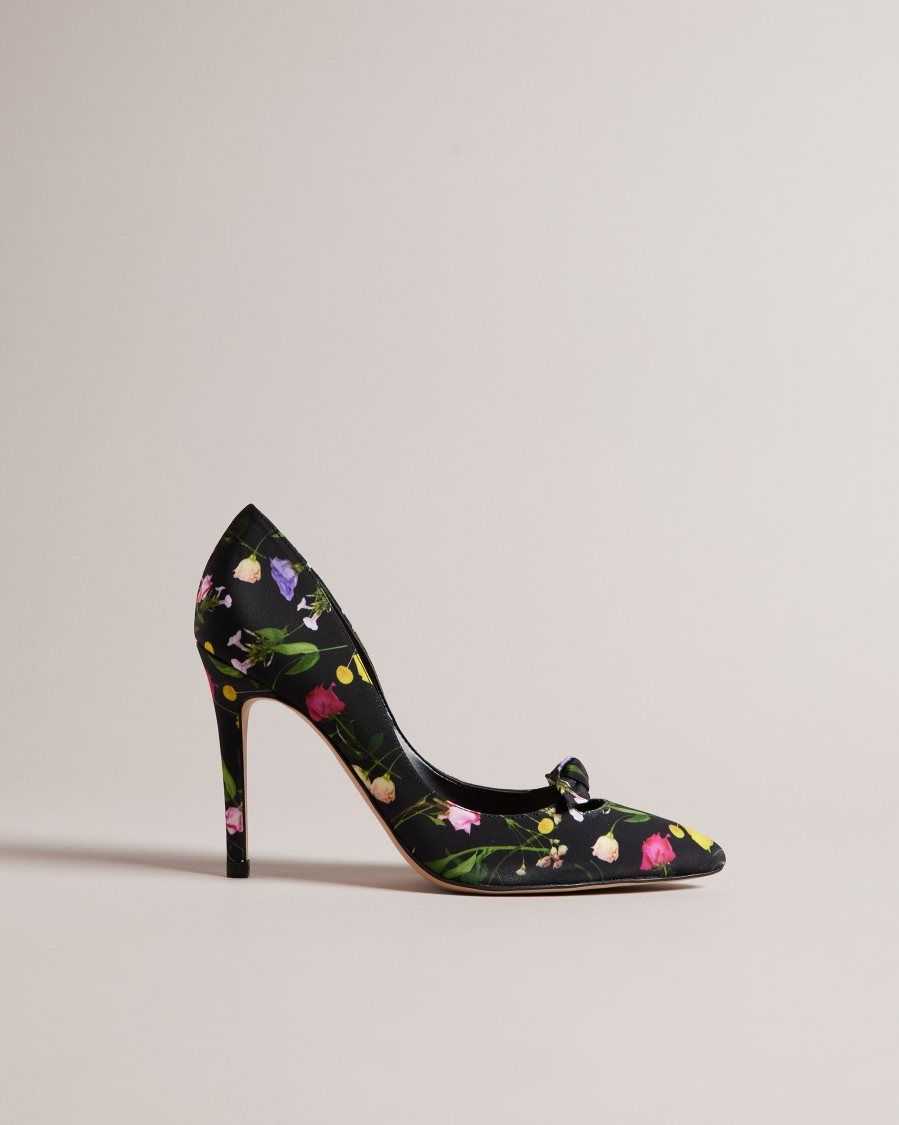 Ted Baker Telini Floral Print Bow Court Heels Black | 5638019-DG