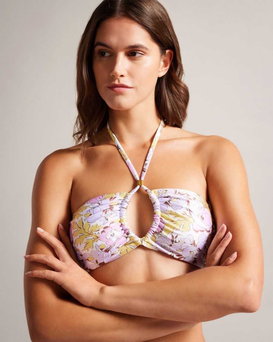 Ted Baker Telisea Cut Out Detail Bikini Top White | 7629831-OL