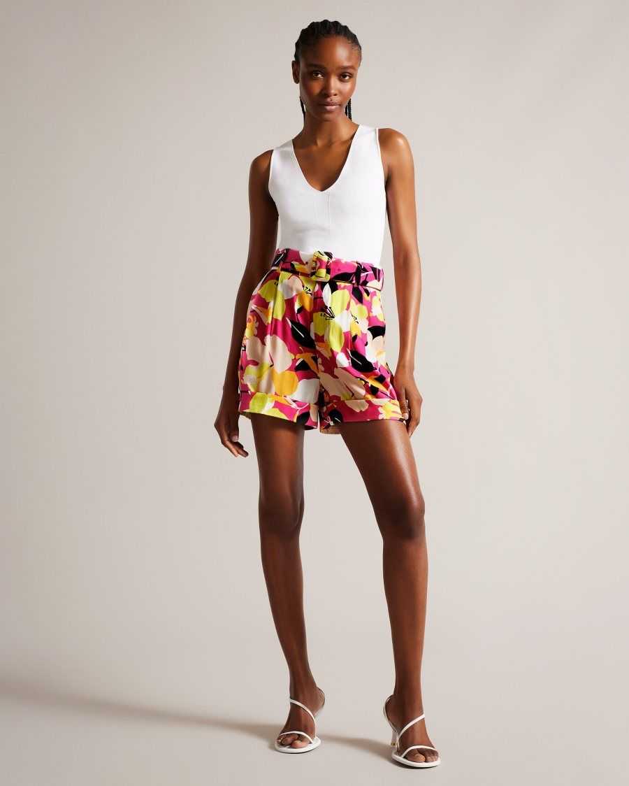 Ted Baker Thiana Abstract Print Tailored Shorts Bright Pink | 2807936-RM