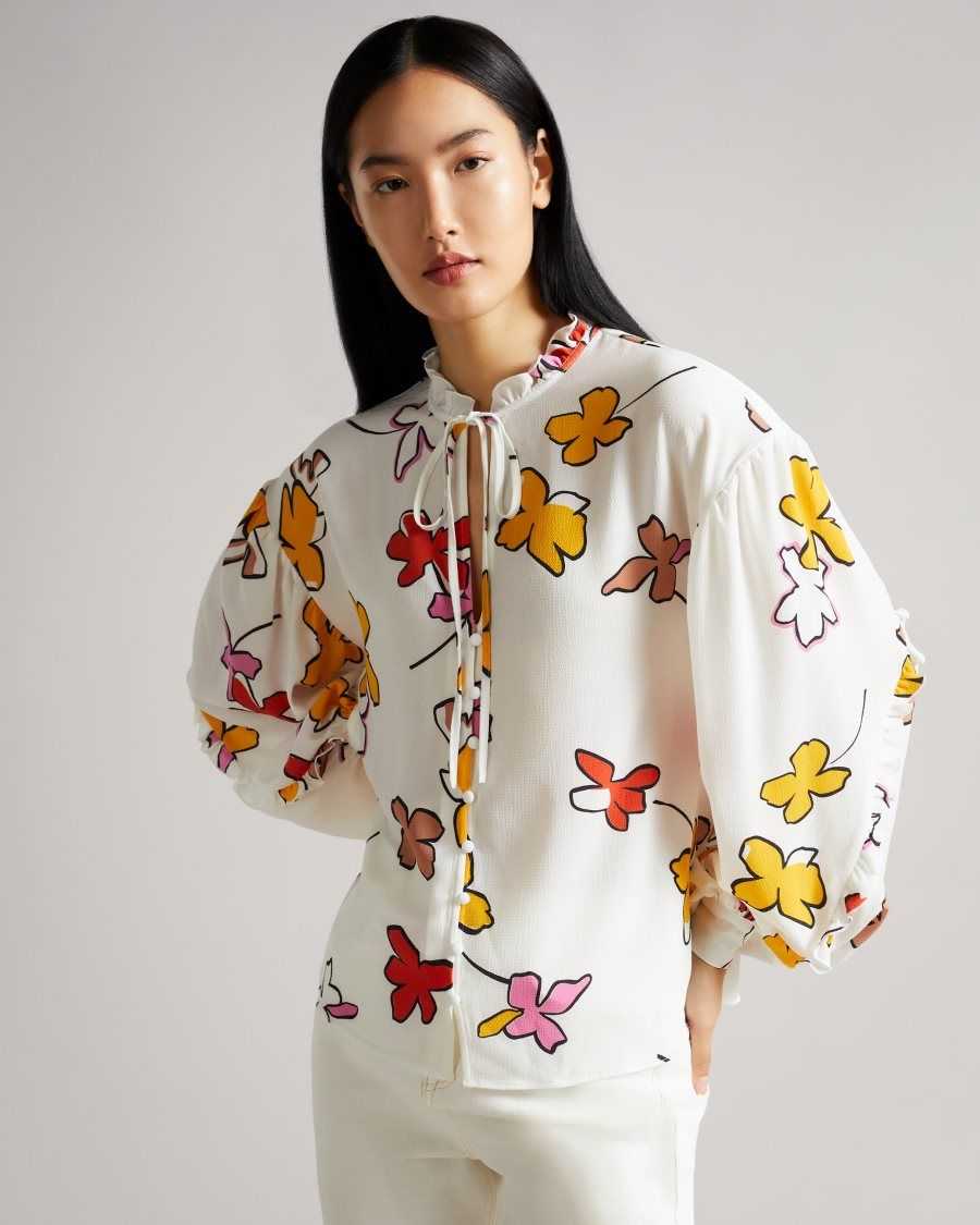 Ted Baker Thurso Floral Print Blouse White | 6418235-DB