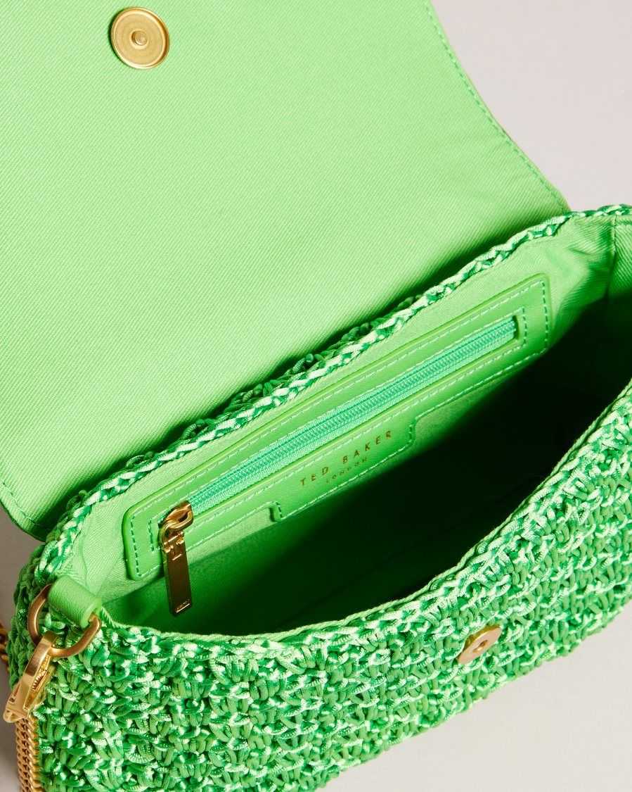 Ted Baker Tikyra Satin Crochet Crossbody Bag Green | 4312750-FP