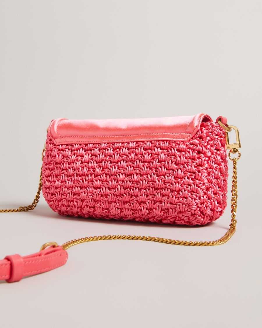 Ted Baker Tikyra Satin Crochet Crossbody Bag Coral | 9736085-TL