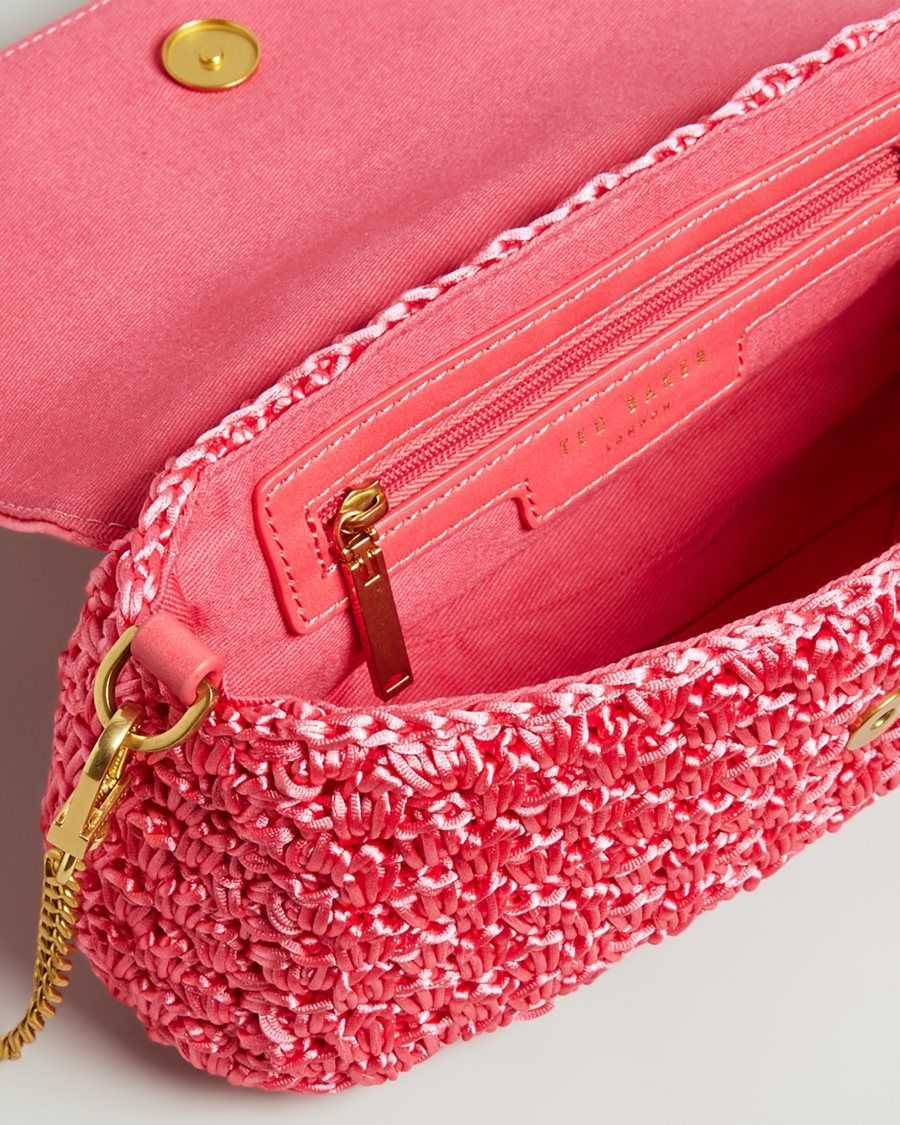 Ted Baker Tikyra Satin Crochet Crossbody Bag Coral | 9736085-TL