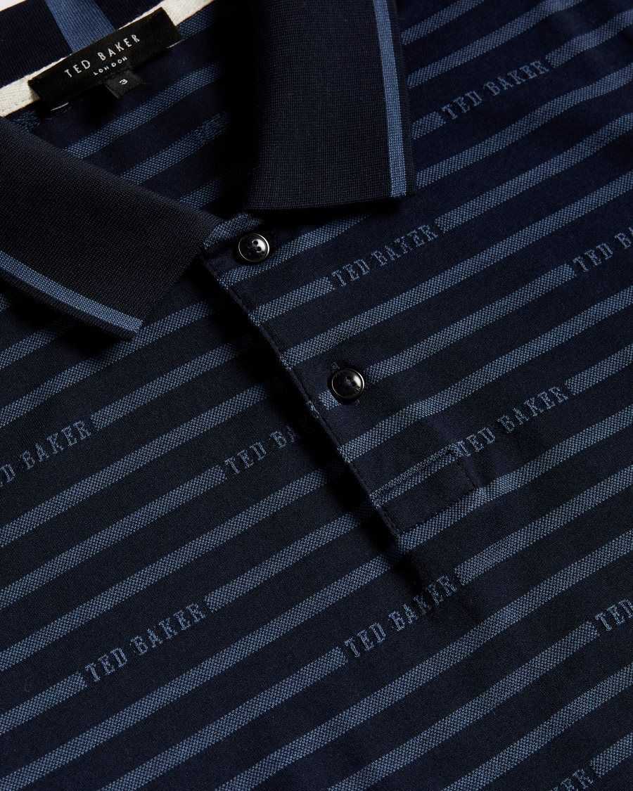 Ted Baker Tildarg SS Logo Striped Polo Navy | 6492713-GU