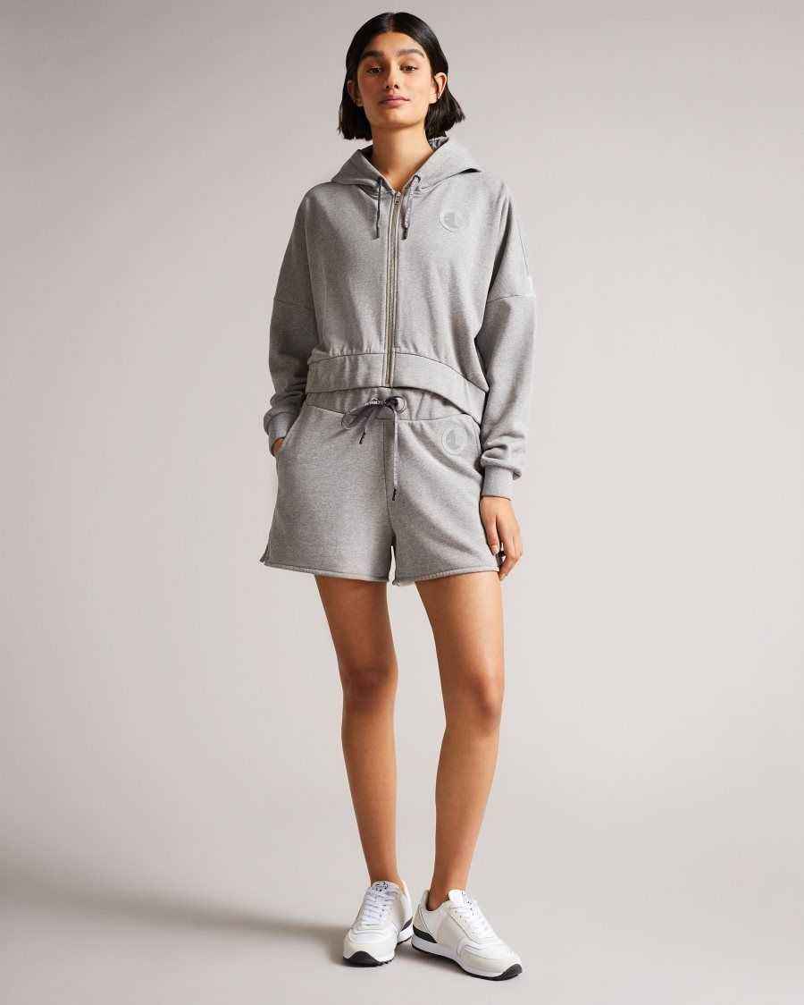 Ted Baker Tinia Cropped Jersey Hoodie Medium Grey | 0916452-ER