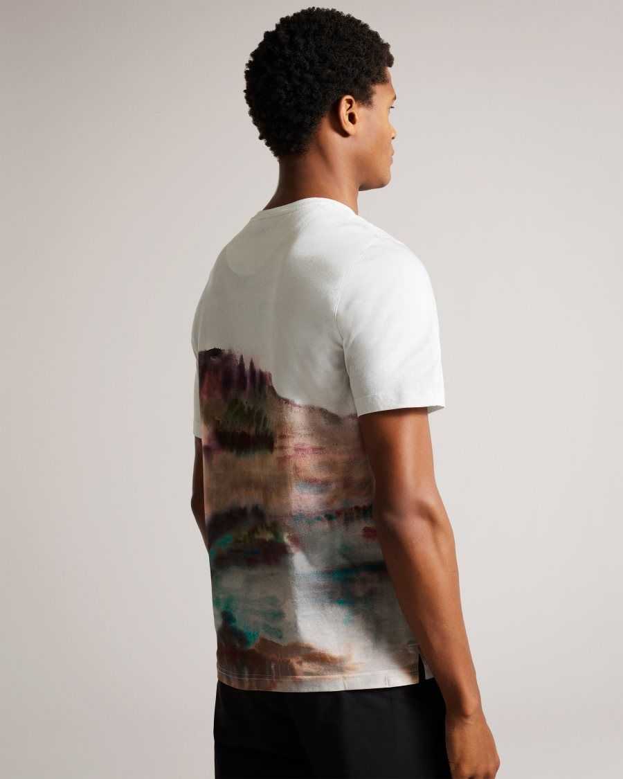 Ted Baker Tinot Short Sleeve Abstract Print T-Shirt White | 0148576-DE