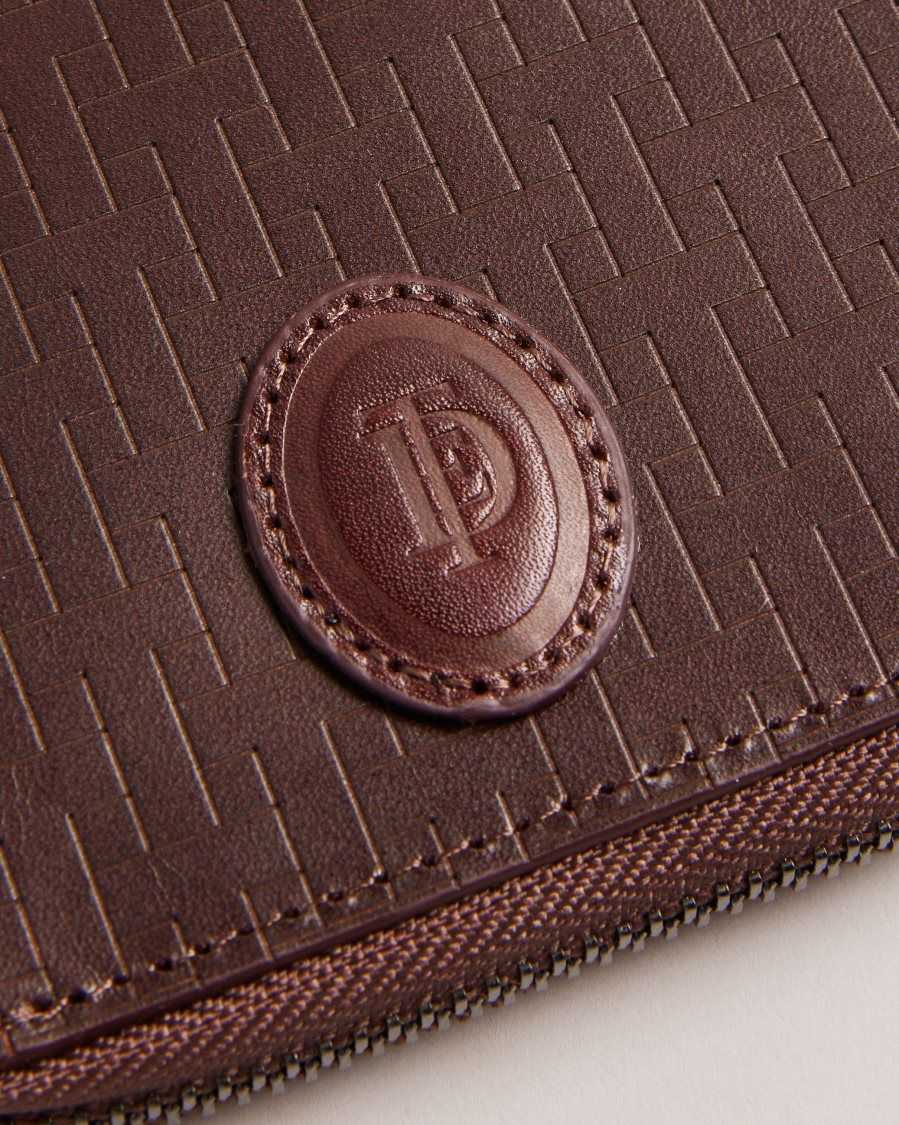 Ted Baker Tobiat T Monogram Zip Around Wallet Brown-Chocolate | 3107526-ZR