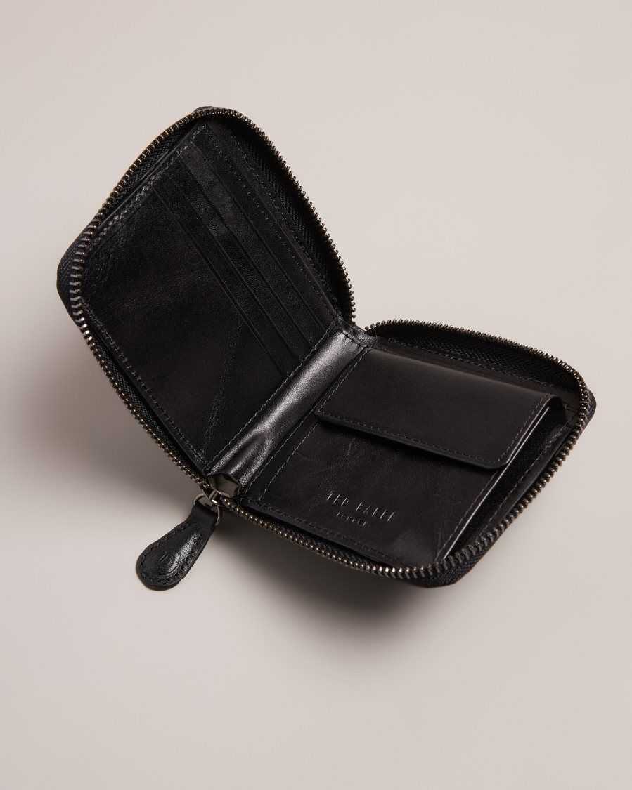 Ted Baker Tobiat T Monogram Zip Around Wallet Black | 3268794-XQ