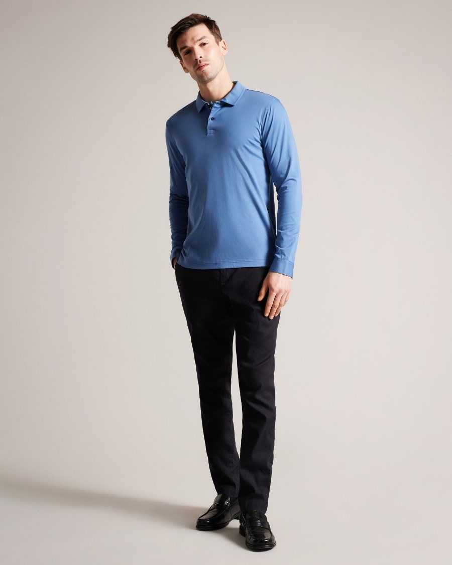 Ted Baker Toler Long Sleeve Slim Fit Polo Shirt Dark Blue | 0634971-KY