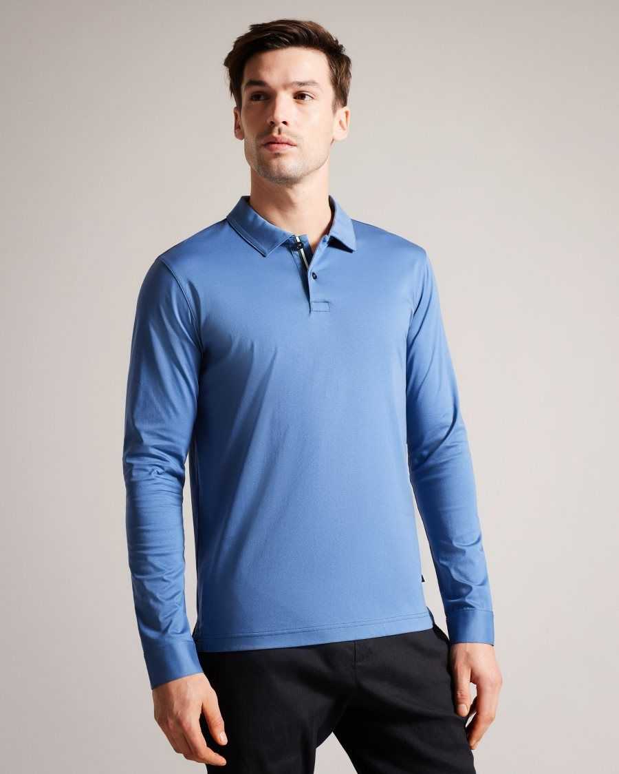 Ted Baker Toler Long Sleeve Slim Fit Polo Shirt Dark Blue | 0634971-KY