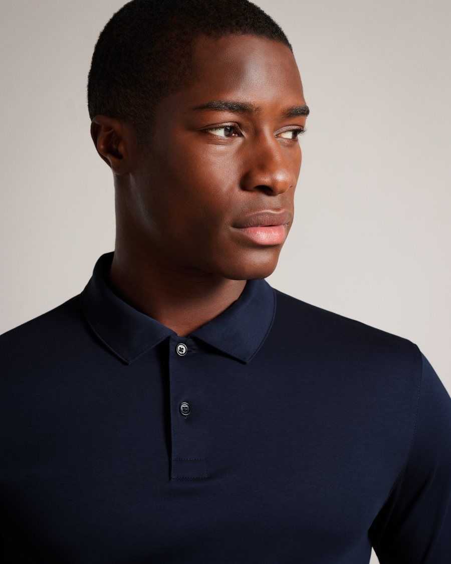 Ted Baker Toler Long Sleeve Slim Fit Polo Shirt Navy | 8450216-IN