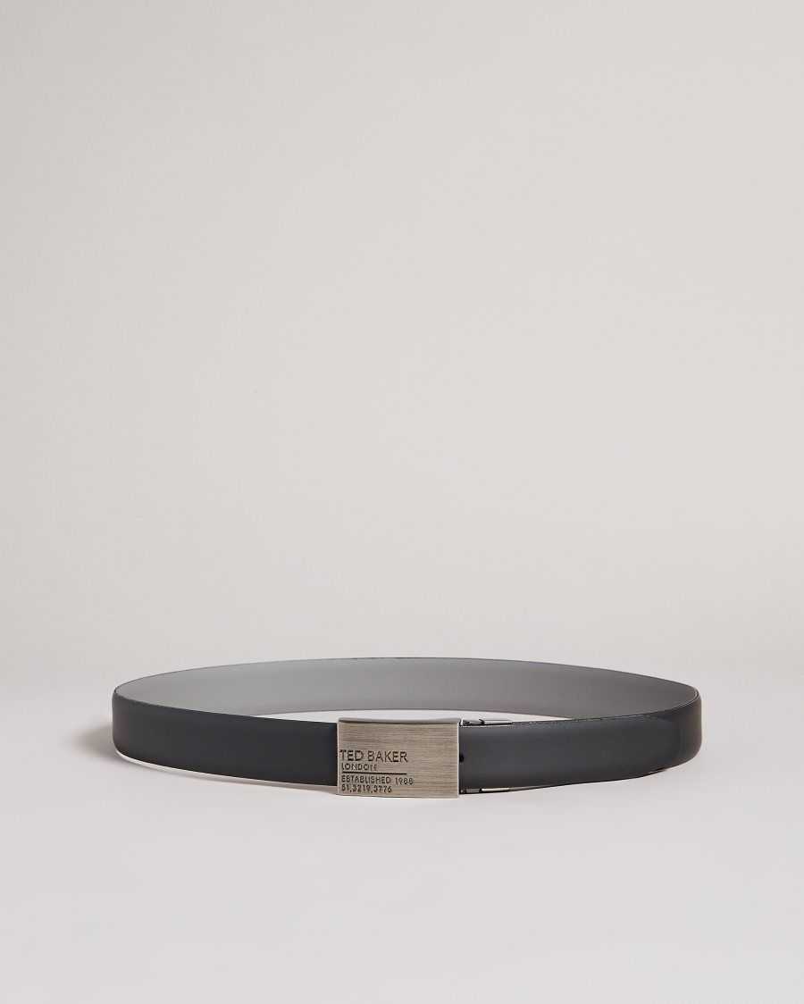 Ted Baker Tonks Reversible Plate Leather Belt Black | 5378129-AZ