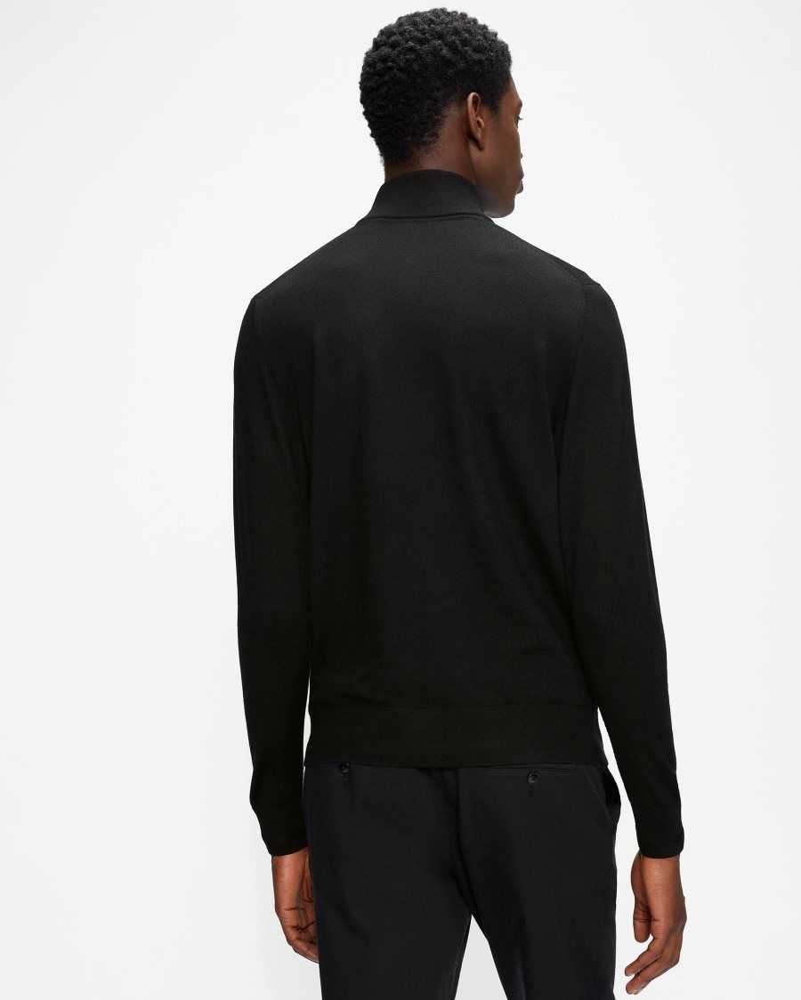 Ted Baker Tooting Merino Wool Half Zip Top Black | 0495613-BE