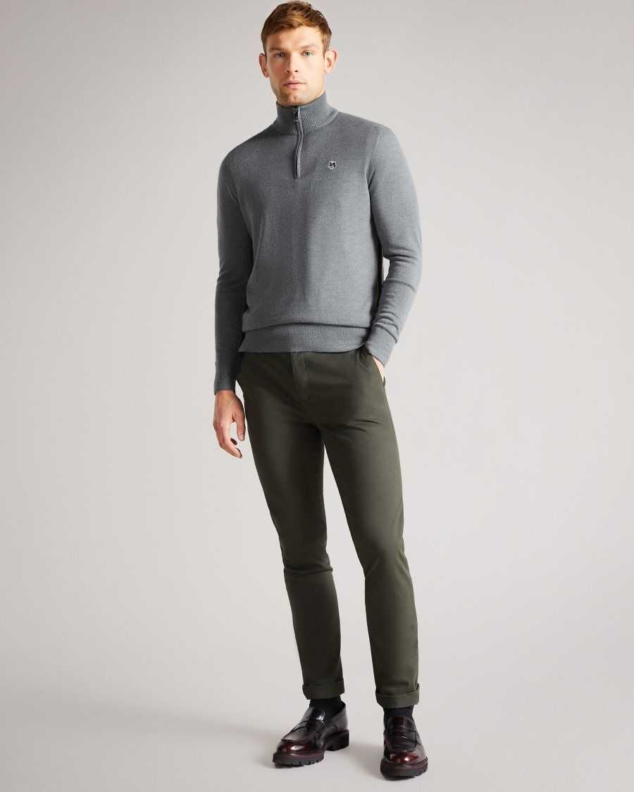 Ted Baker Tooting Merino Wool Half Zip Top Charcoal | 4982713-FZ