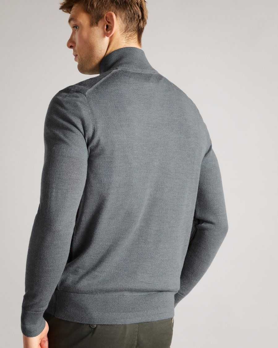 Ted Baker Tooting Merino Wool Half Zip Top Charcoal | 4982713-FZ