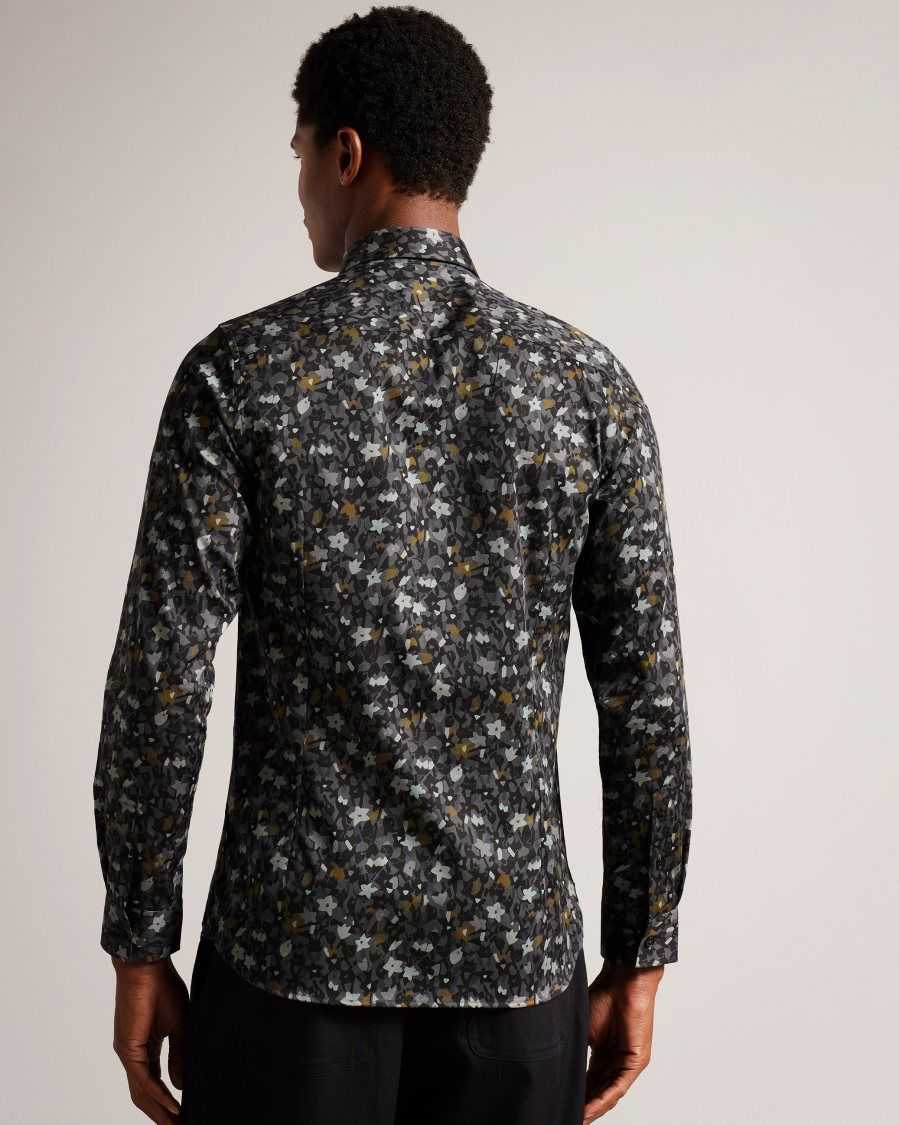 Ted Baker Torted Long Sleeve Floral Print Shirt Grey | 5098163-VI