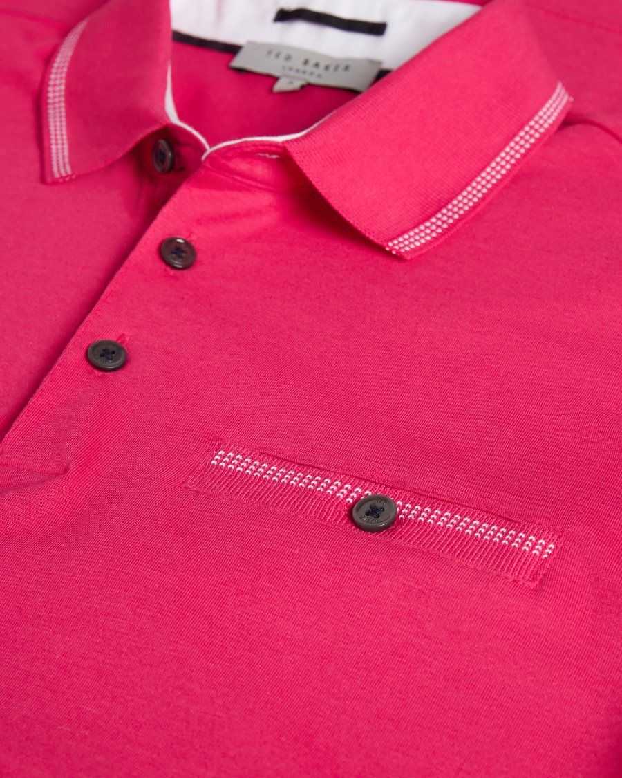 Ted Baker Tortila Polo Shirt With Striped Details Deep-Pink | 7835649-NL