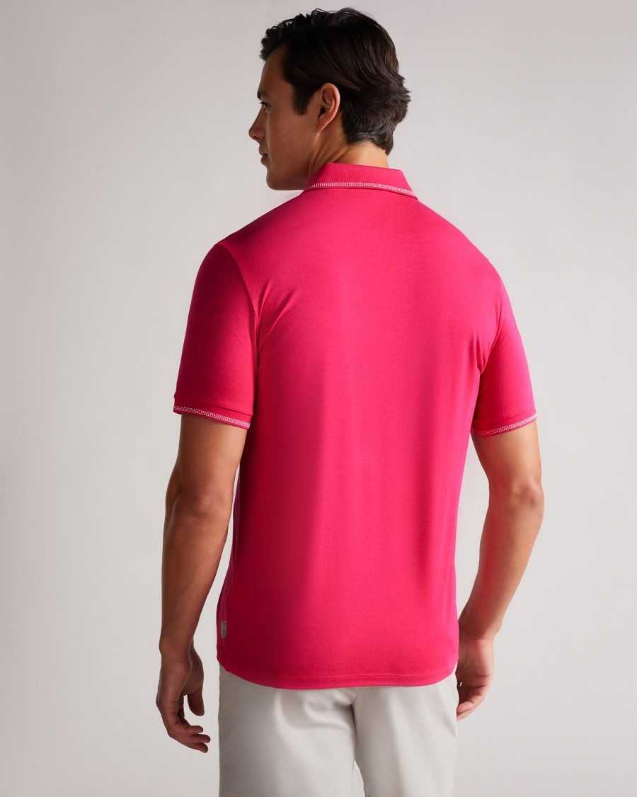 Ted Baker Tortila Polo Shirt With Striped Details Deep-Pink | 7835649-NL