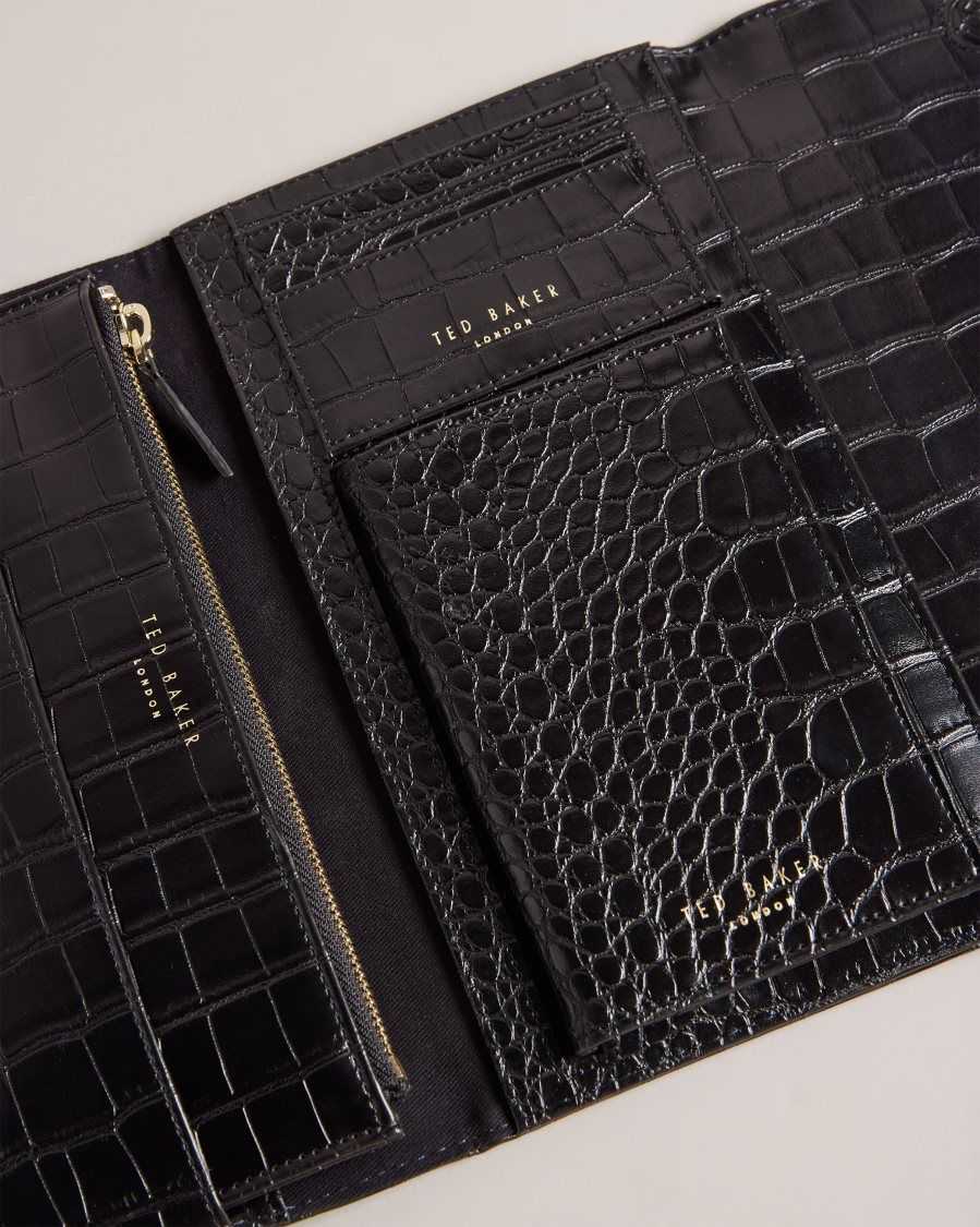 Ted Baker Travelz Passport Holder Travel Wallet Black | 8415376-KE