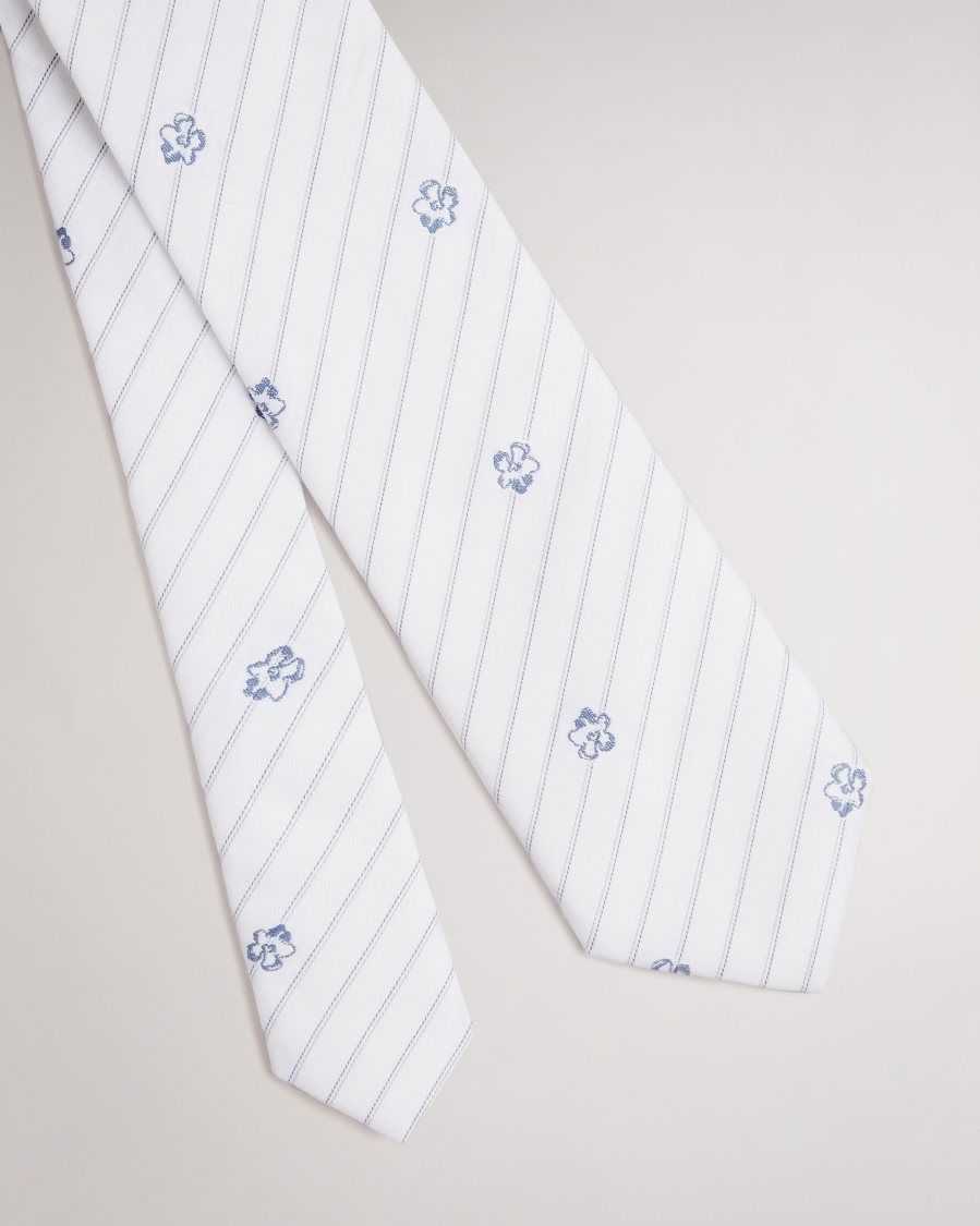 Ted Baker Treigg Magnolia Striped Tie White | 0912873-BG