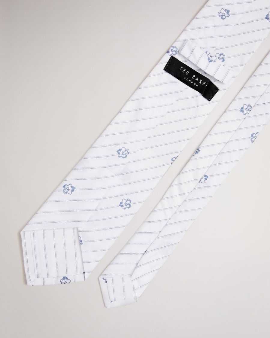 Ted Baker Treigg Magnolia Striped Tie White | 0912873-BG