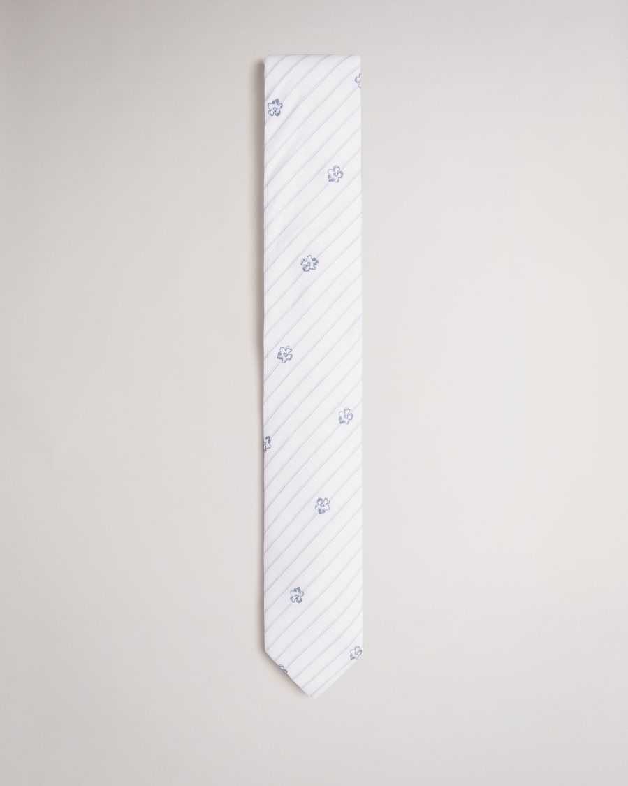 Ted Baker Treigg Magnolia Striped Tie White | 0912873-BG