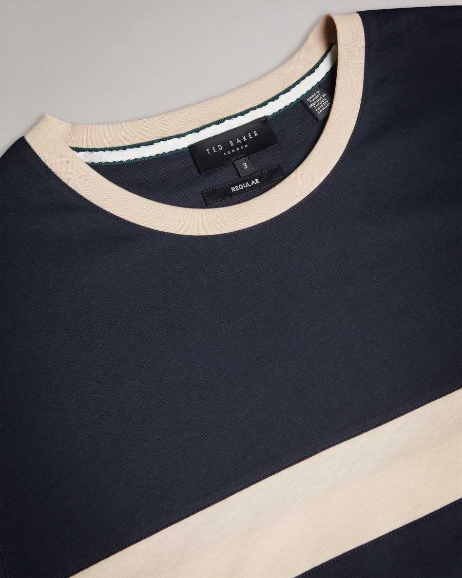 Ted Baker Trez Short Sleeve Regular Colour Block T-Shirt Navy | 9865072-ZY