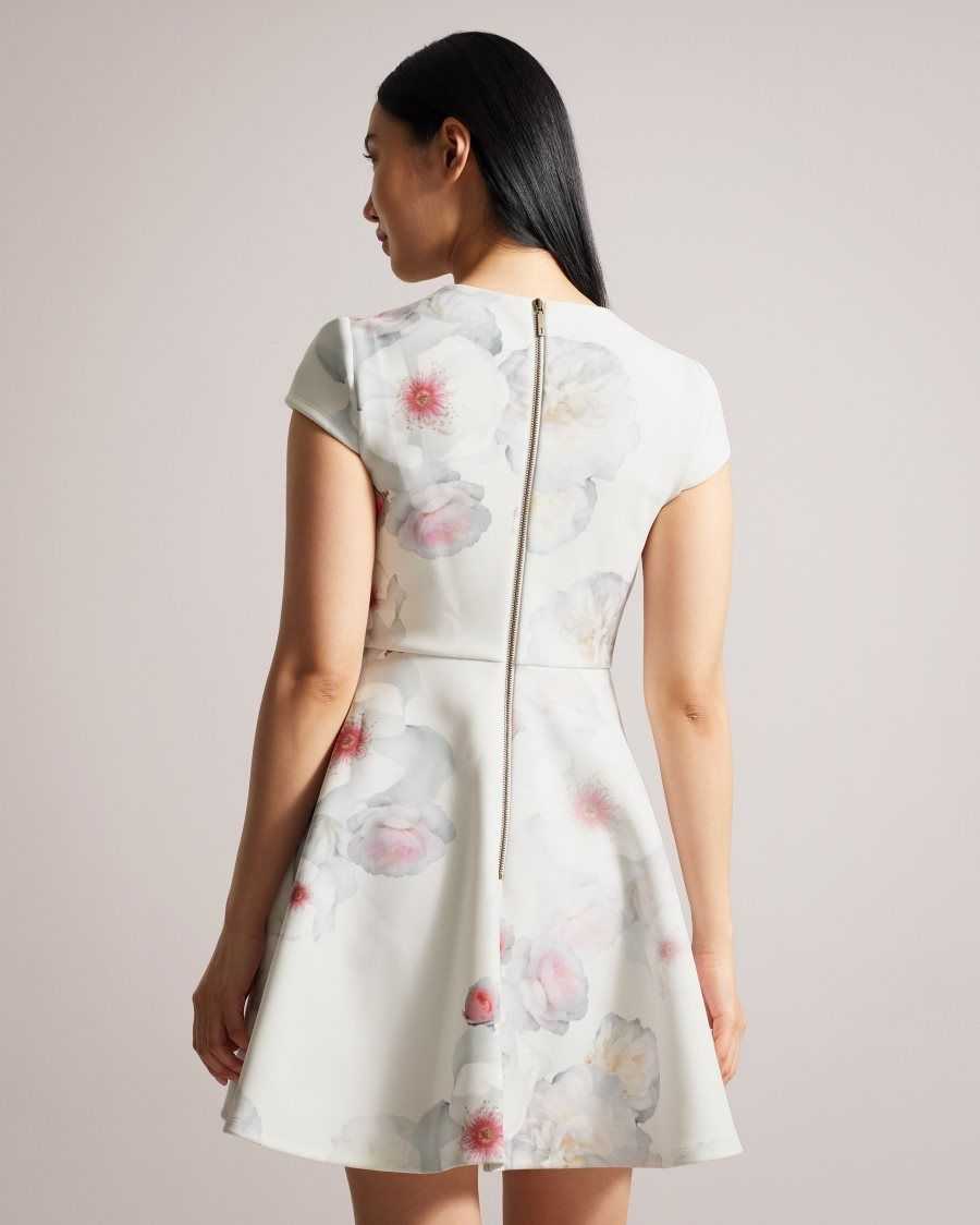 Ted Baker Trinia Floral Print Skater Dress Natural | 0194536-SZ