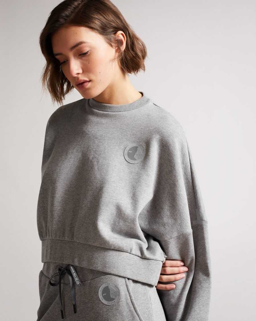 Ted Baker Ttracie Cropped Jersey Sweatshirt Medium Grey | 1065479-KT