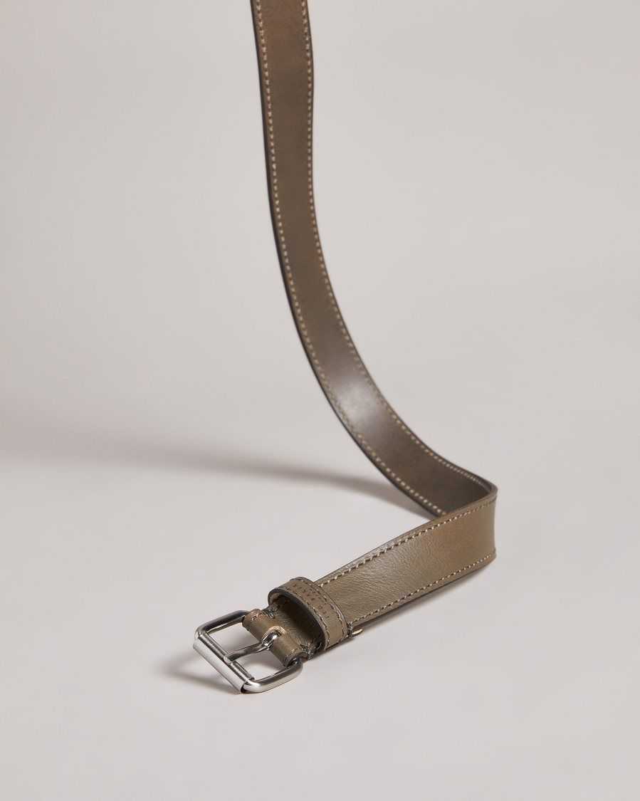 Ted Baker Turnr Stitched Leather Belt Grey | 8160734-TD