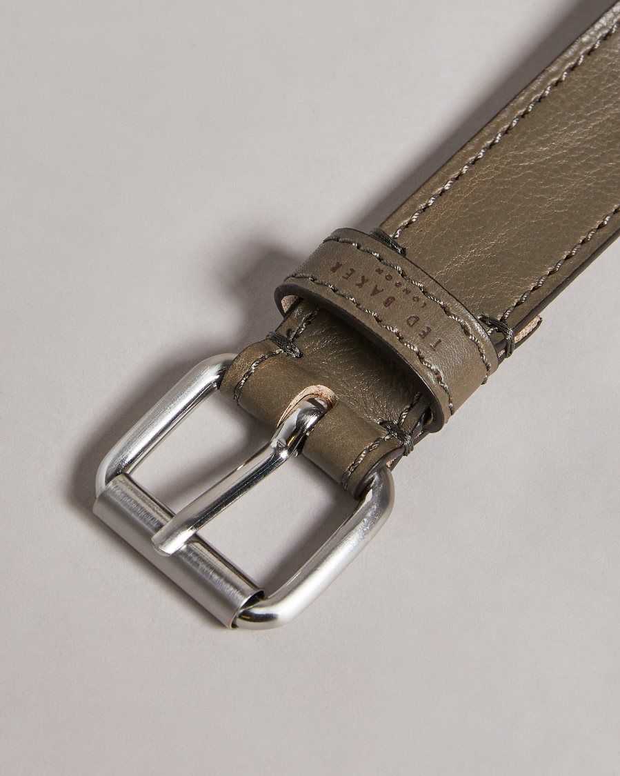 Ted Baker Turnr Stitched Leather Belt Grey | 8160734-TD