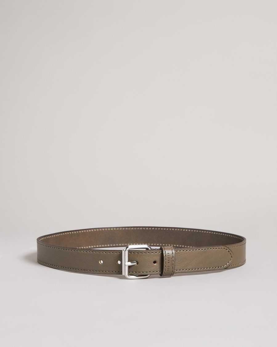 Ted Baker Turnr Stitched Leather Belt Grey | 8160734-TD