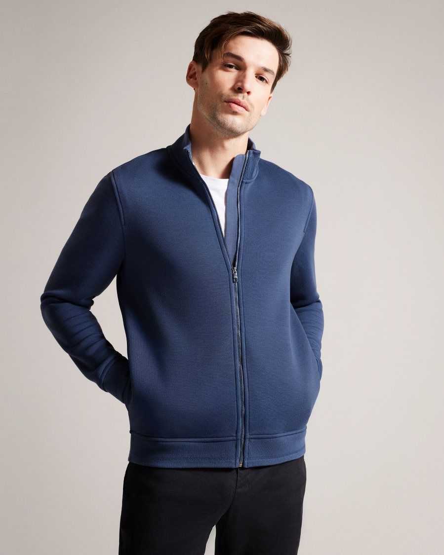 Ted Baker Tymos Long Sleeve Zip Through Jacket Dark Blue | 1639058-EI