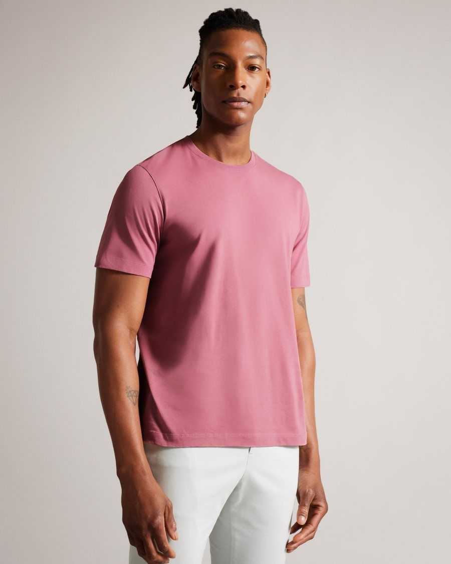 Ted Baker Tywinn Short Sleeve Regular Fit Plain T-shirt Pink | 1240598-PF