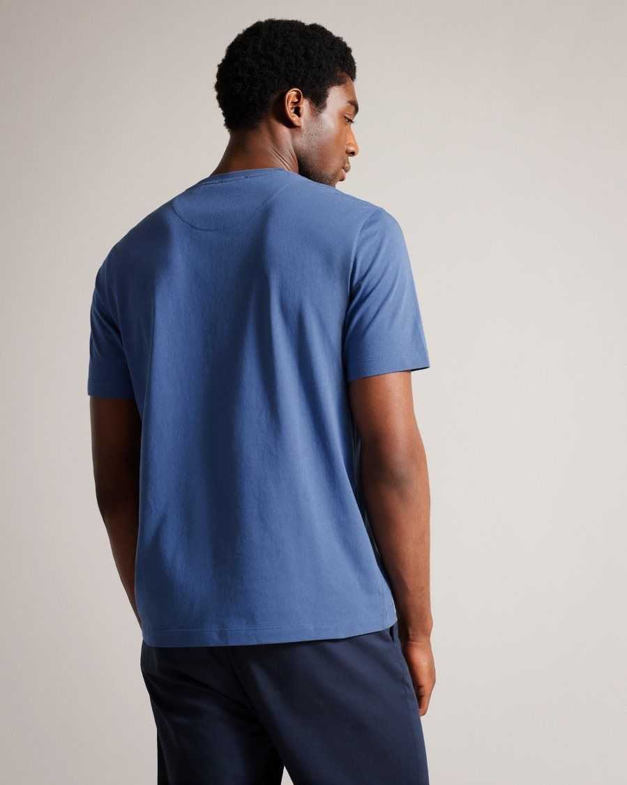 Ted Baker Tywinn Short Sleeve Regular Fit Plain T-shirt Blue | 4290183-DN