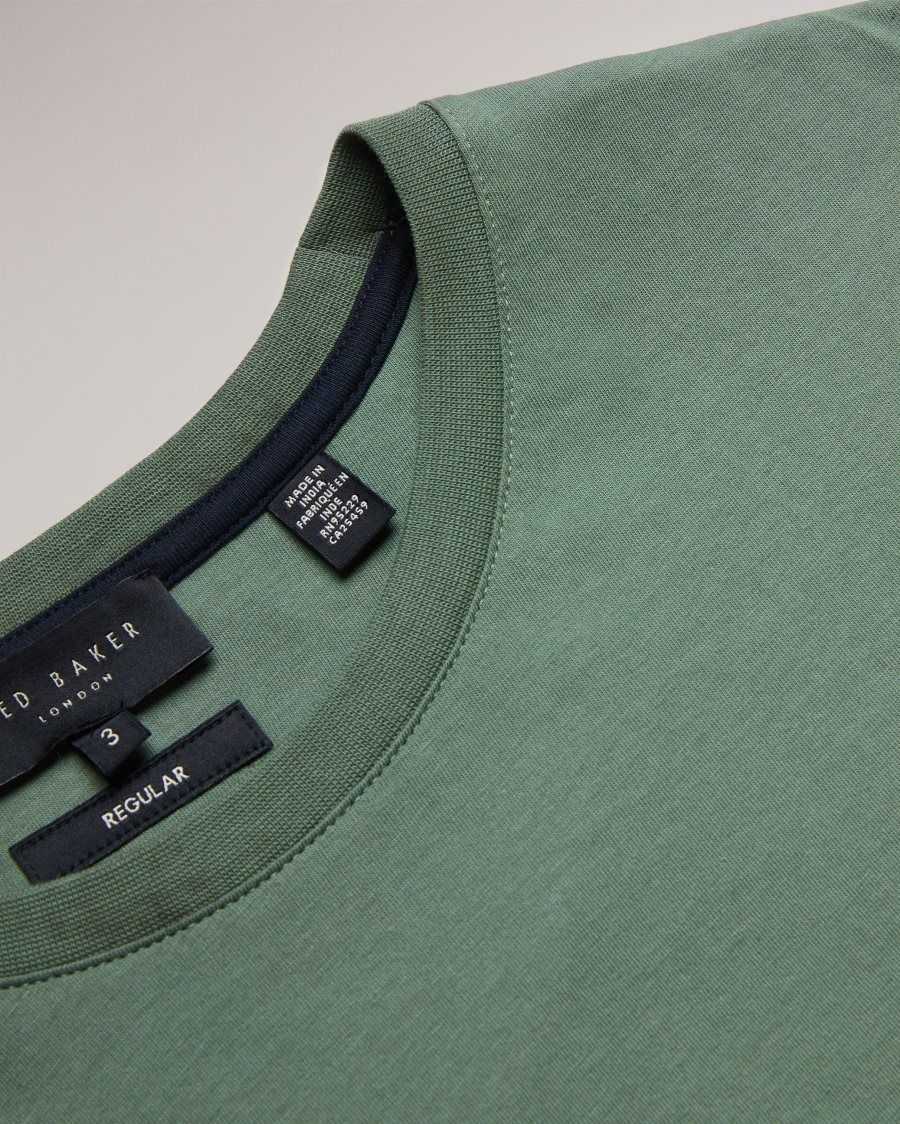 Ted Baker Tywinn Short Sleeve Regular Fit Plain T-shirt Medium Green | 7832641-DM