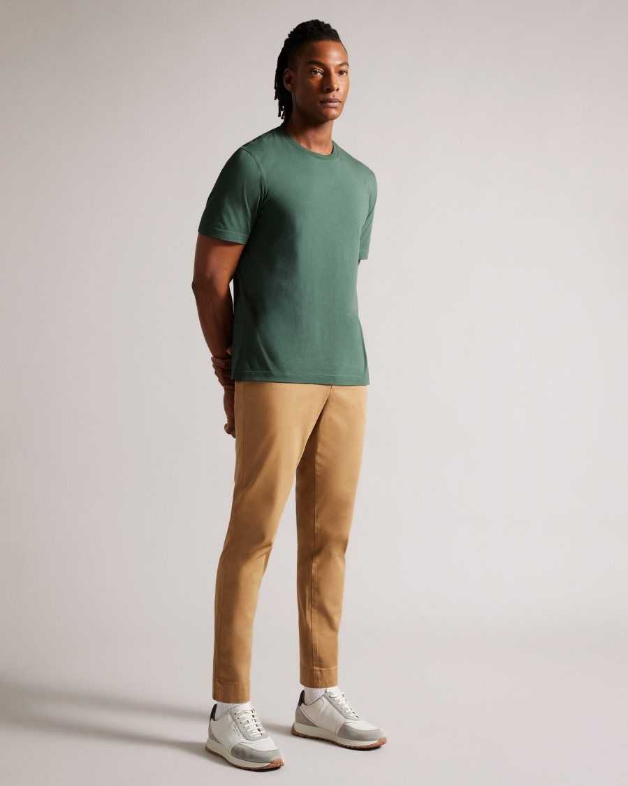 Ted Baker Tywinn Short Sleeve Regular Fit Plain T-shirt Medium Green | 7832641-DM