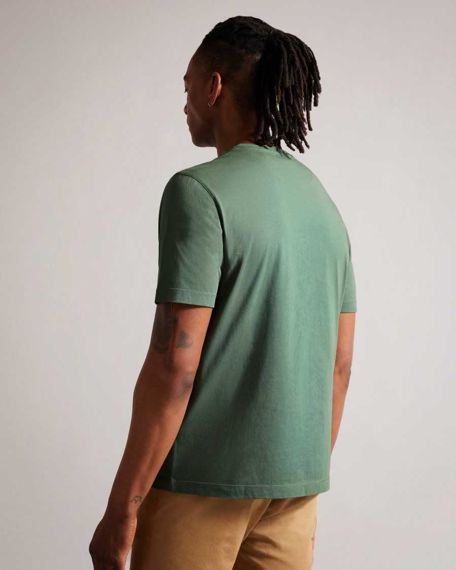 Ted Baker Tywinn Short Sleeve Regular Fit Plain T-shirt Medium Green | 7832641-DM