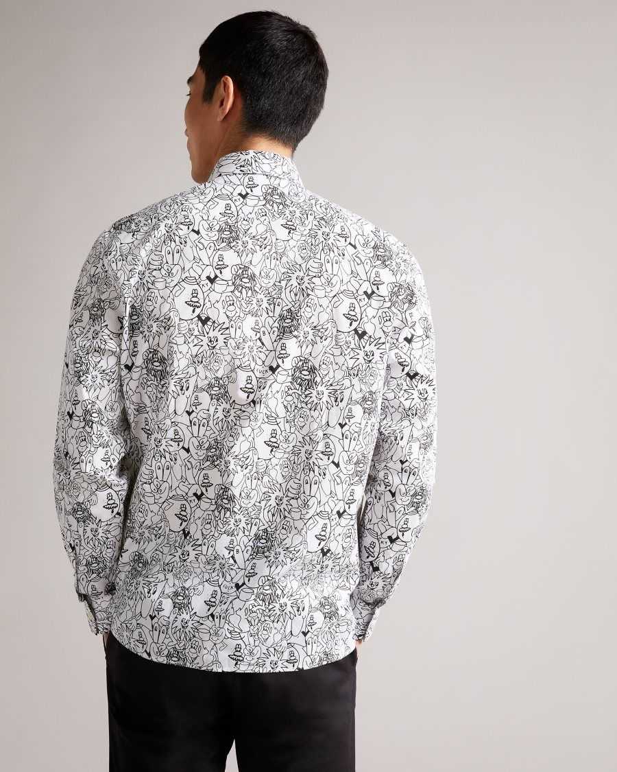 Ted Baker Upland All Over Character Print Shirt White | 2140836-TE