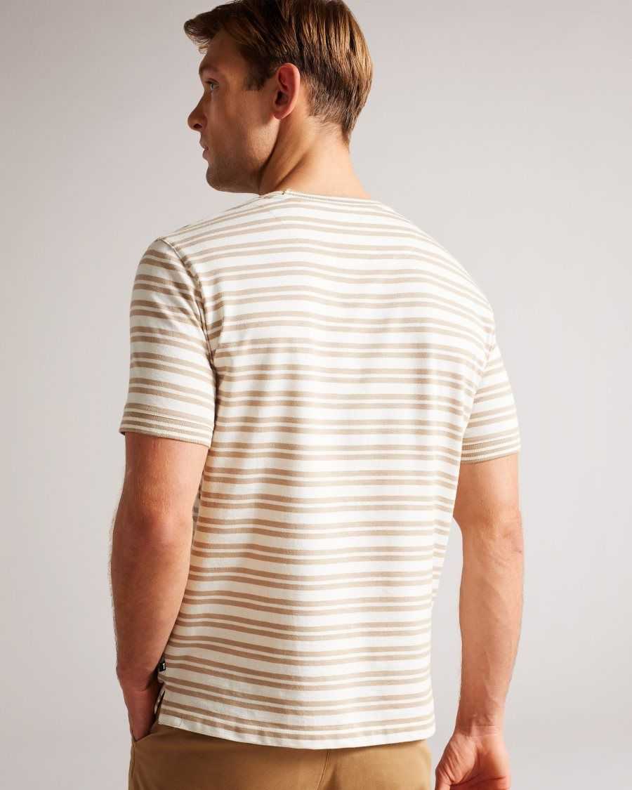 Ted Baker Vadell Short Sleeve Regular Fit Striped T-Shirt Light Brown | 9481320-PX