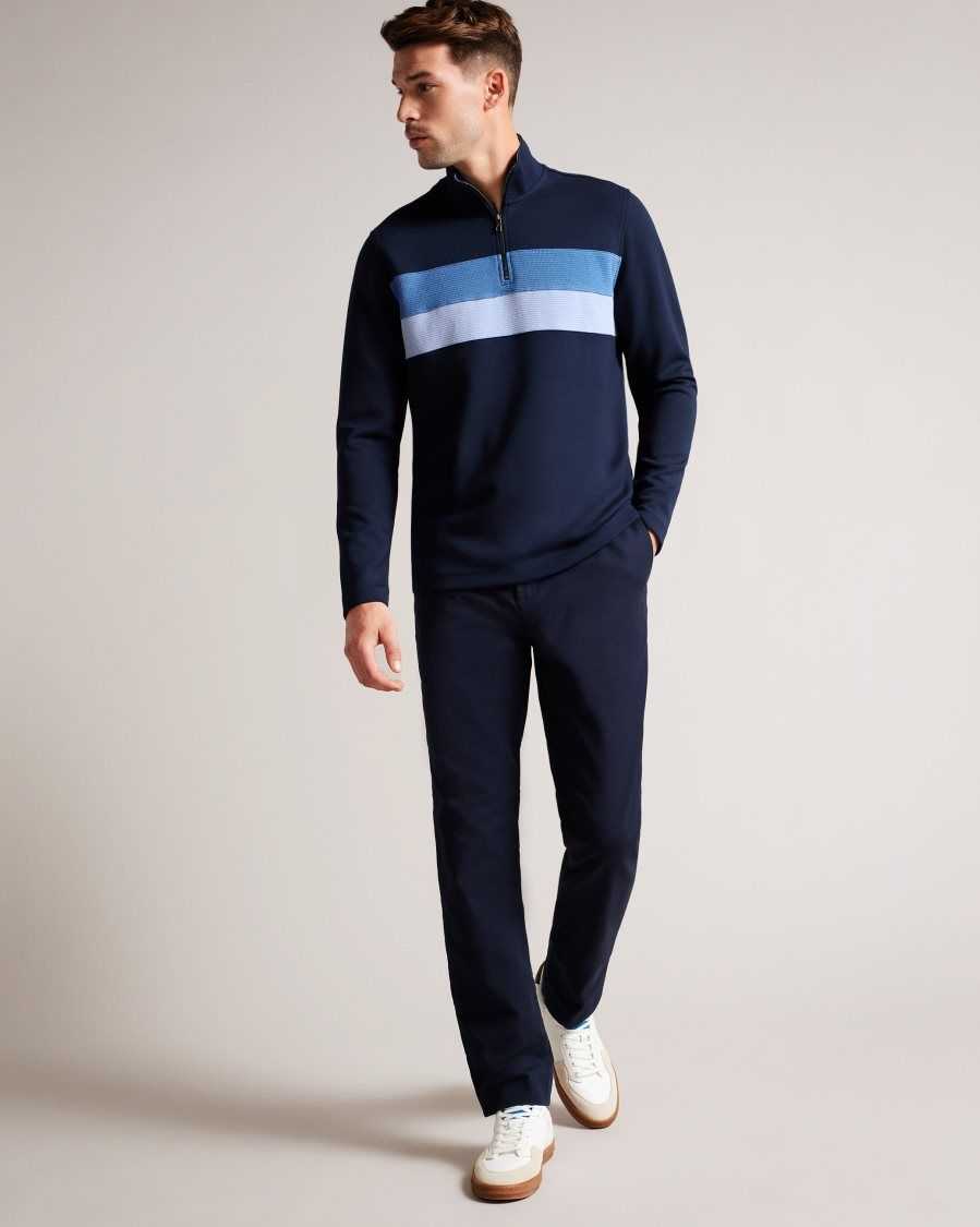 Ted Baker Veller Long Sleeve Slim Fit Half Zip Jumper Navy | 4029317-FX