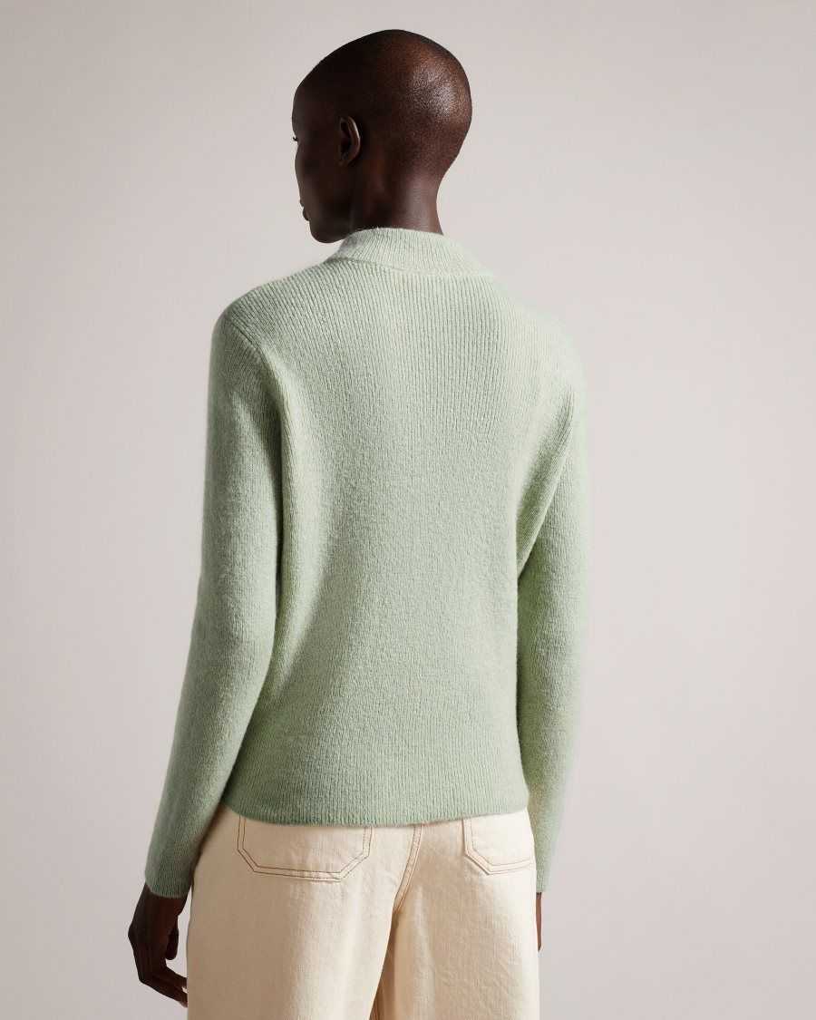 Ted Baker Veolaa Wool And Mohair Blend Cable Knit Jumper Light Green | 1364802-JN