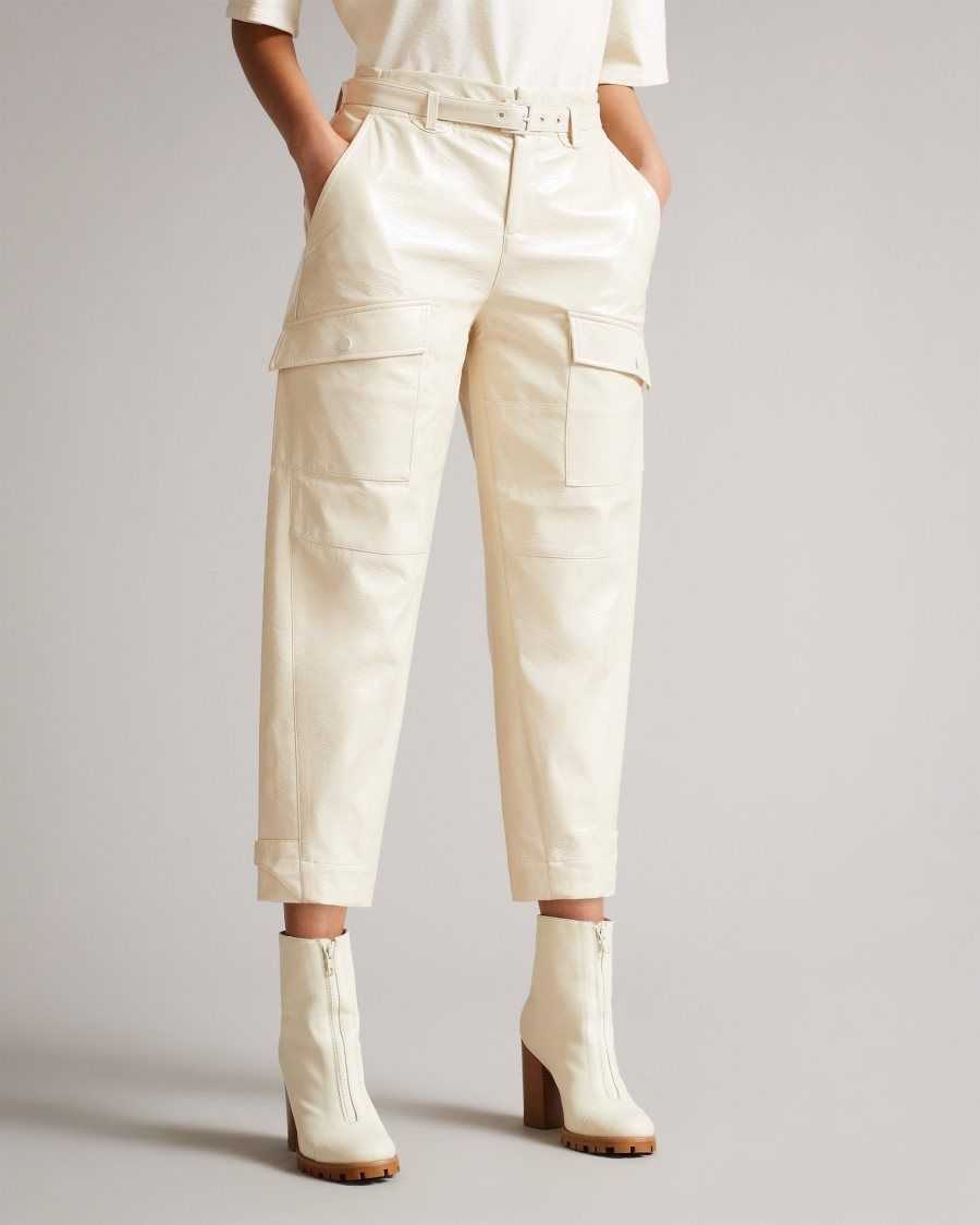 Ted Baker Vinala Utility Vinyl Trousers Ivory | 7543289-QP