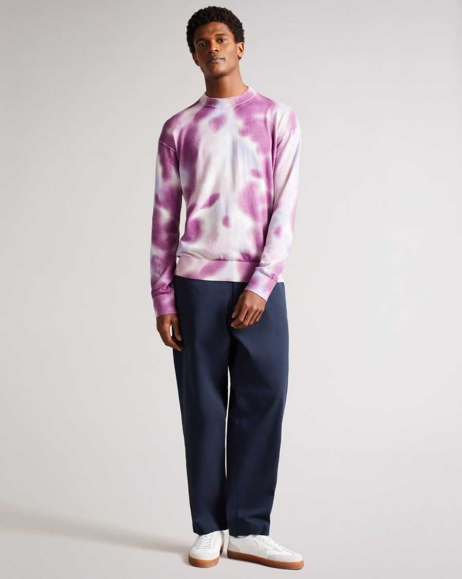 Ted Baker Wardour Spray Dyed Crew Neck Sweater Purple | 9318527-KH