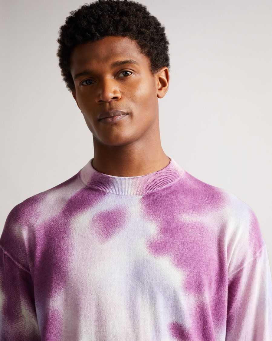 Ted Baker Wardour Spray Dyed Crew Neck Sweater Purple | 9318527-KH